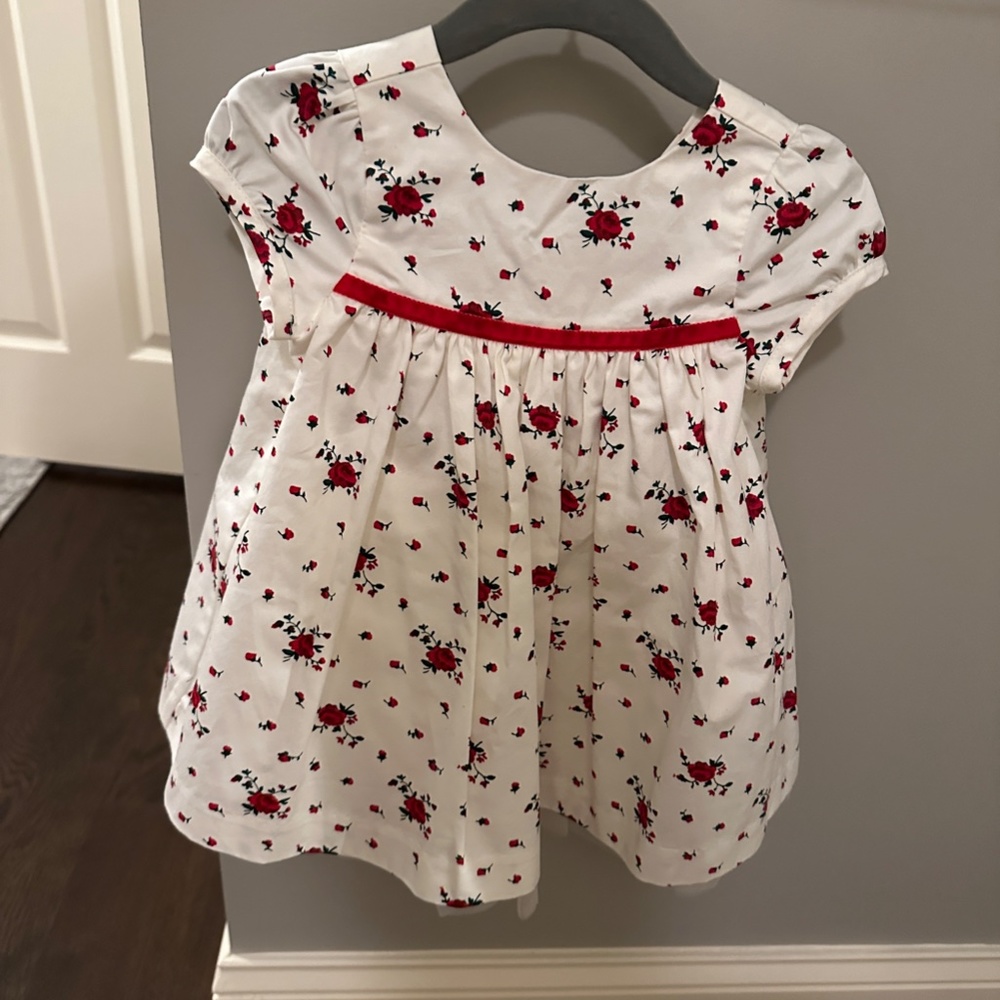 Janie & Jack BNWT White & rose dress- Size 6-12 months